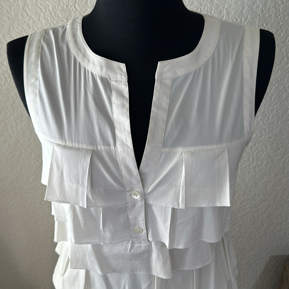 BCBGMAXAZRIA Womens White Ruffle Sleeveless Dress in White Size Small - Picture 2 of 9